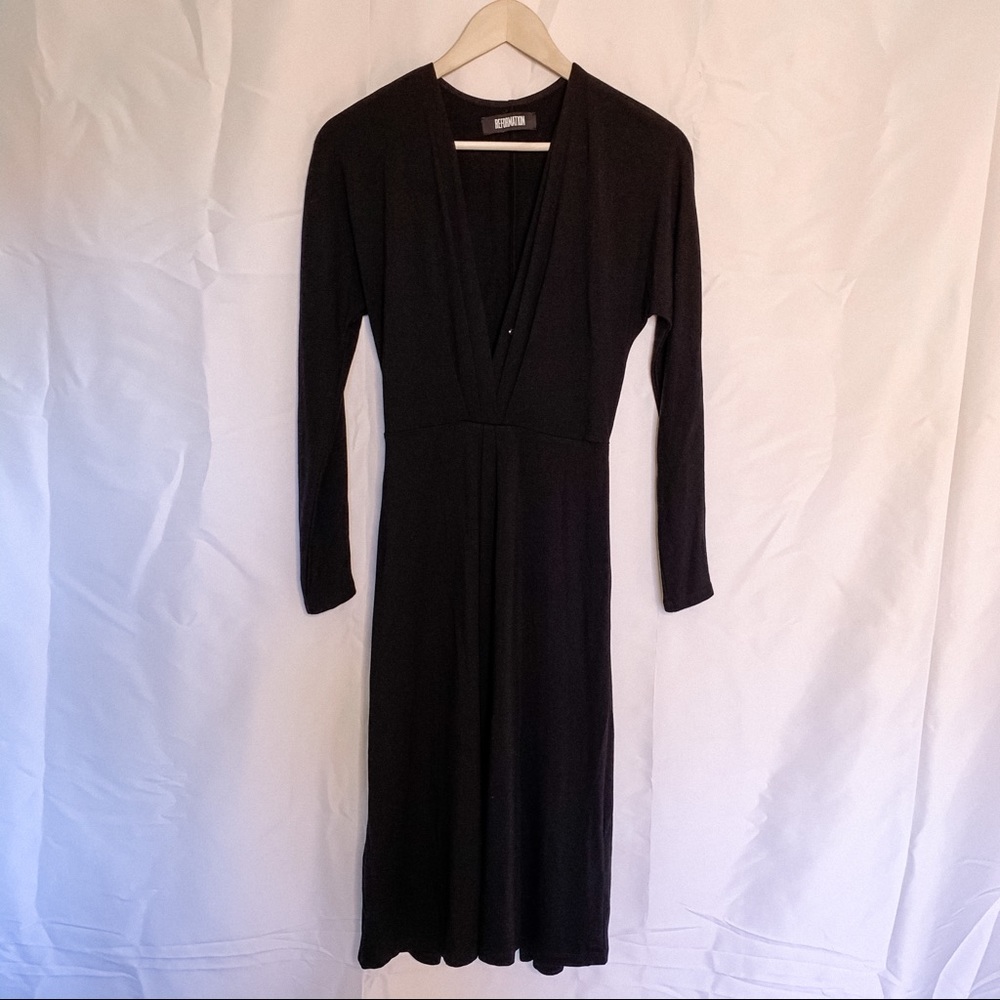 Reformation V neck draped tencel dress size XS
